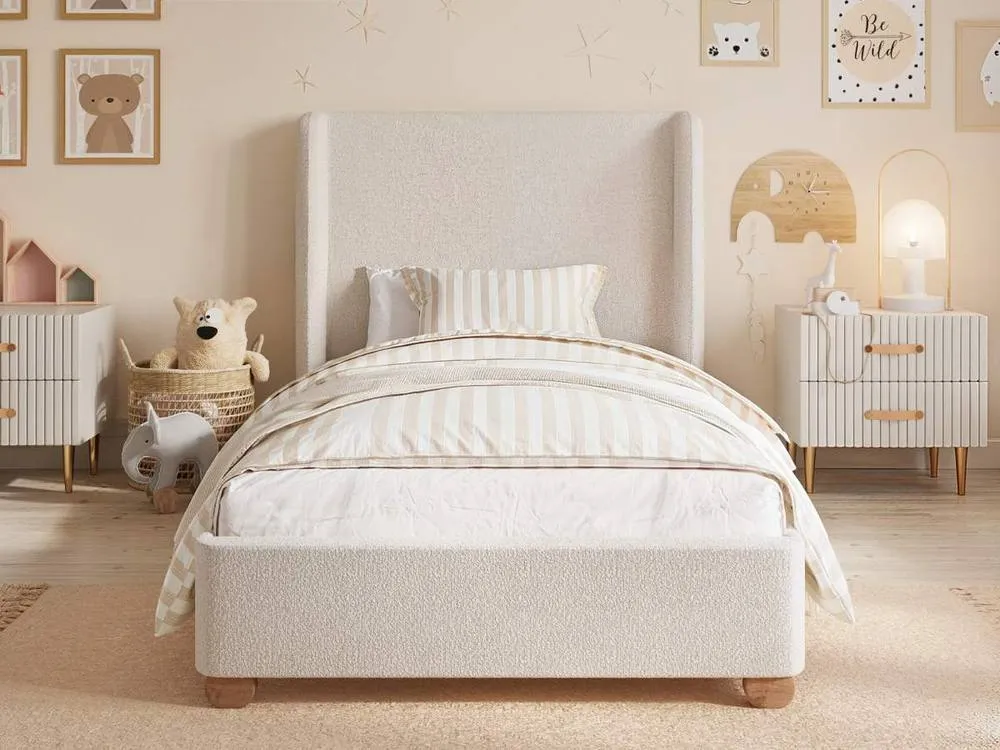 Flair Alma Single Winged Headboard Bed in Beige 2