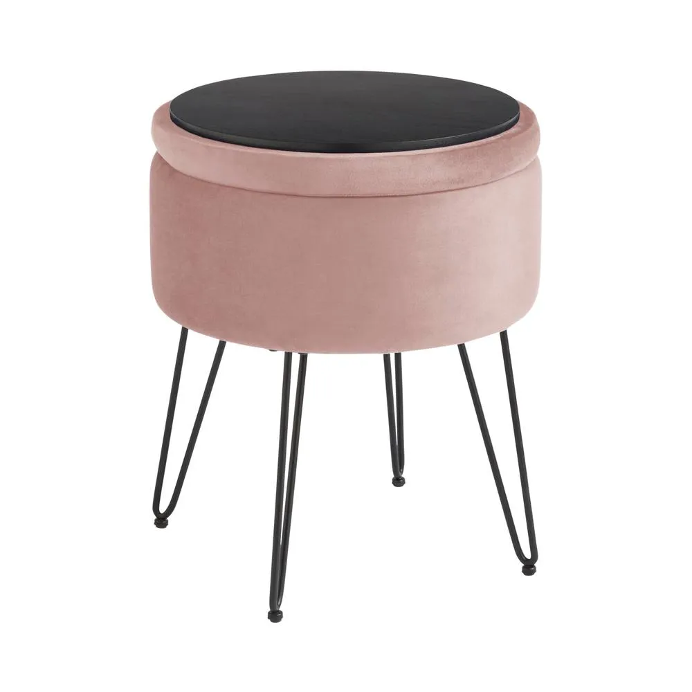 GFW Avery Velvet Storage Stool in Pink 4