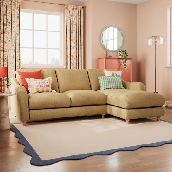 Hattie Slub Faux Linen Corner Chaise 1