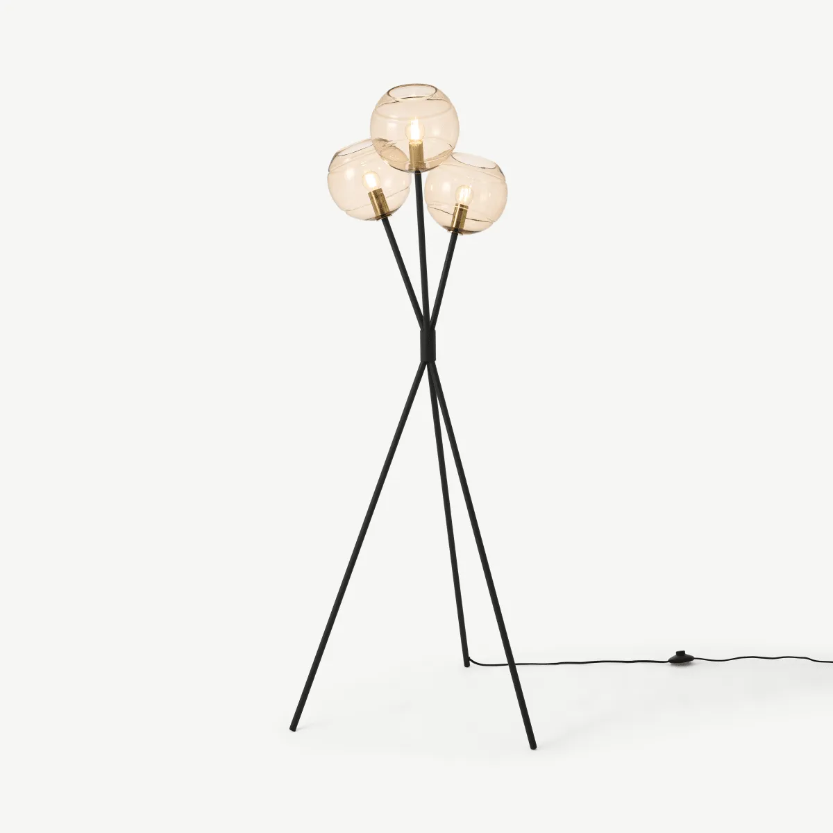 Mika Tripod Floor Light, Champagne, Grey & Brass