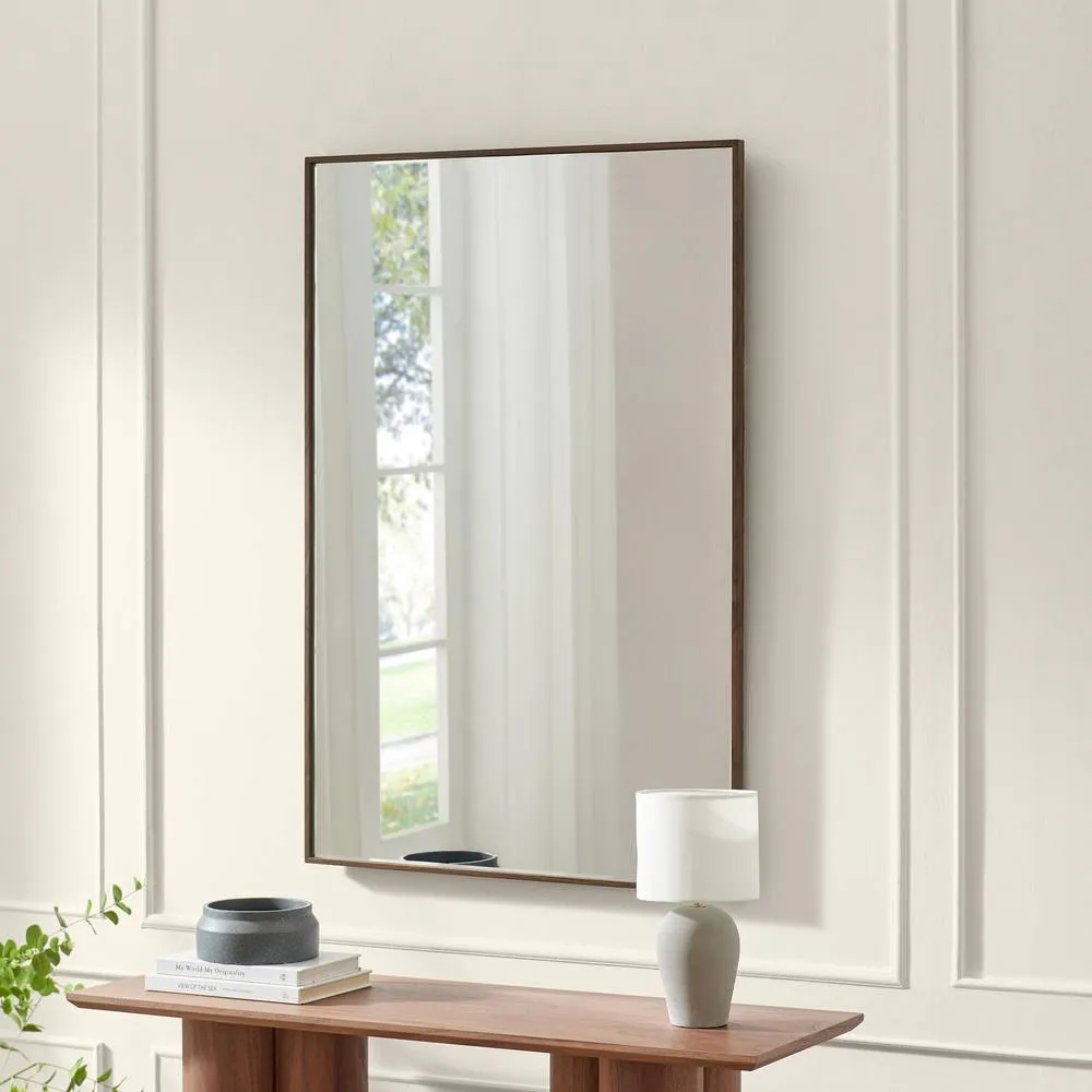 FurnitureboxUK Inga Walnut Wood Long Rectangle 120x80cm Wall Mirror