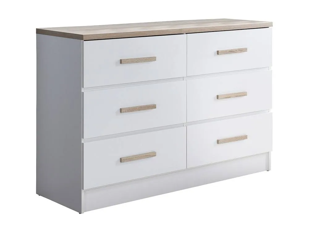 Vente-unique 6-Drawer Chest Of Drawers - White & Natural - SKAIDO in Light Oak 2