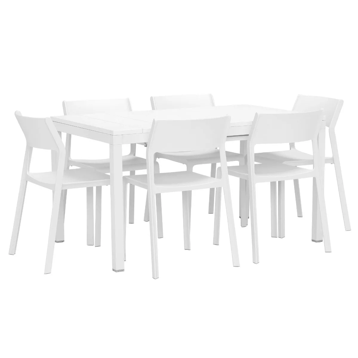 Varuna Extending Garden Dining Table and 6 Calisto Dining Chairs in Bi