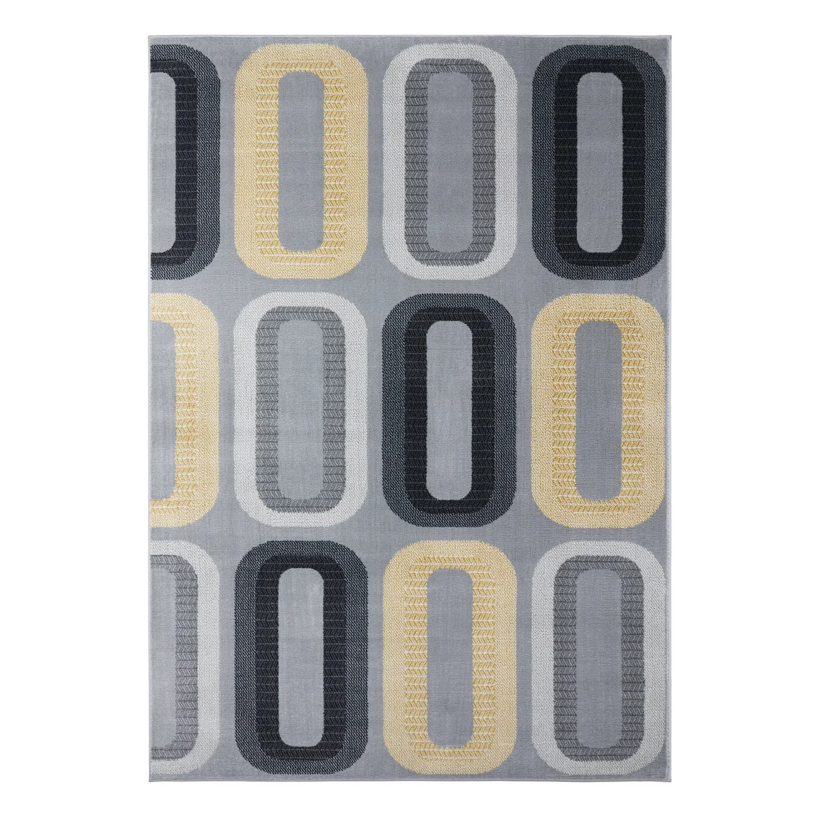 Elements Dahl Geometric Rug Grey, Yellow and Black