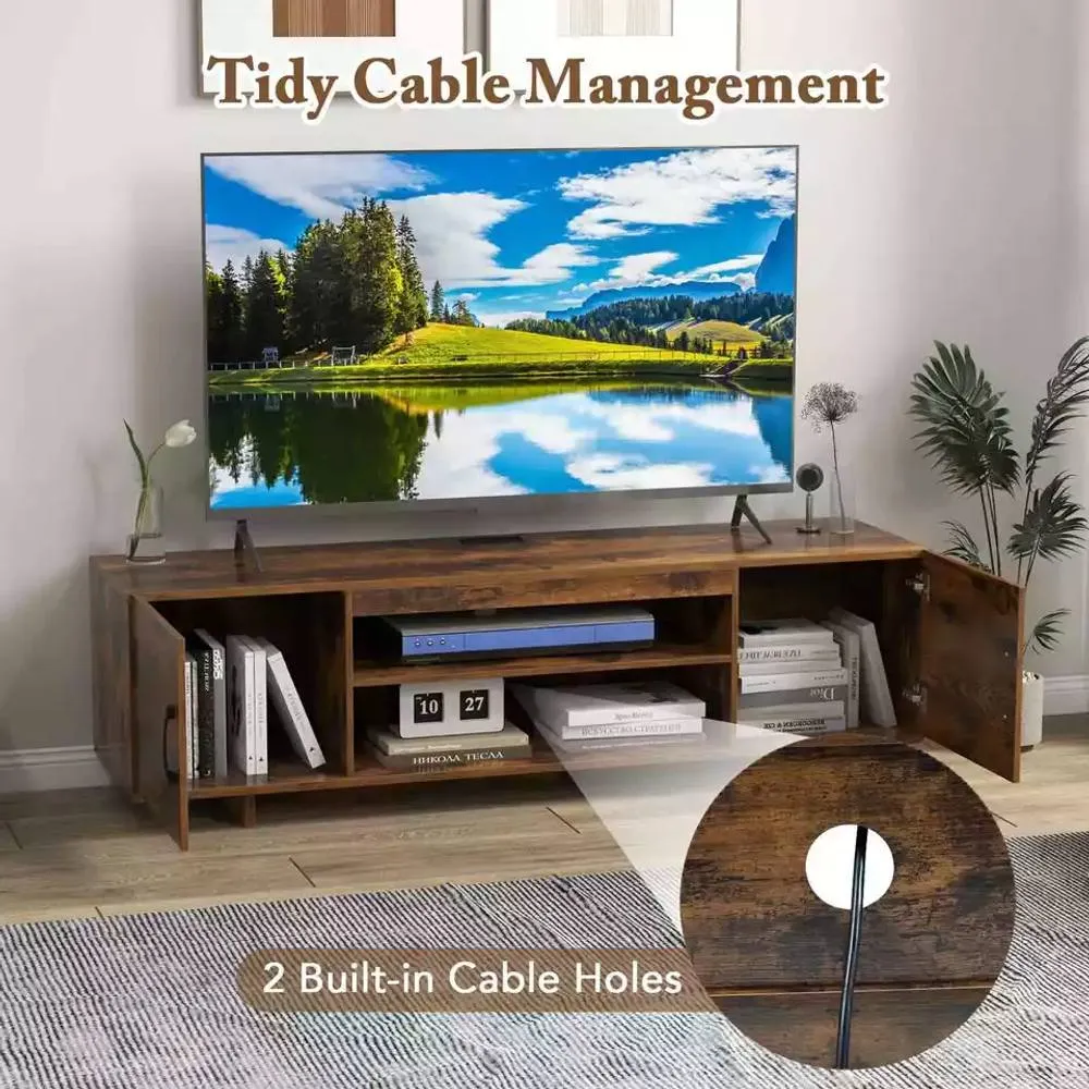 Costway 152 cm Entertain Center TV Stand for TVs up to 70 Inches in Brown 5