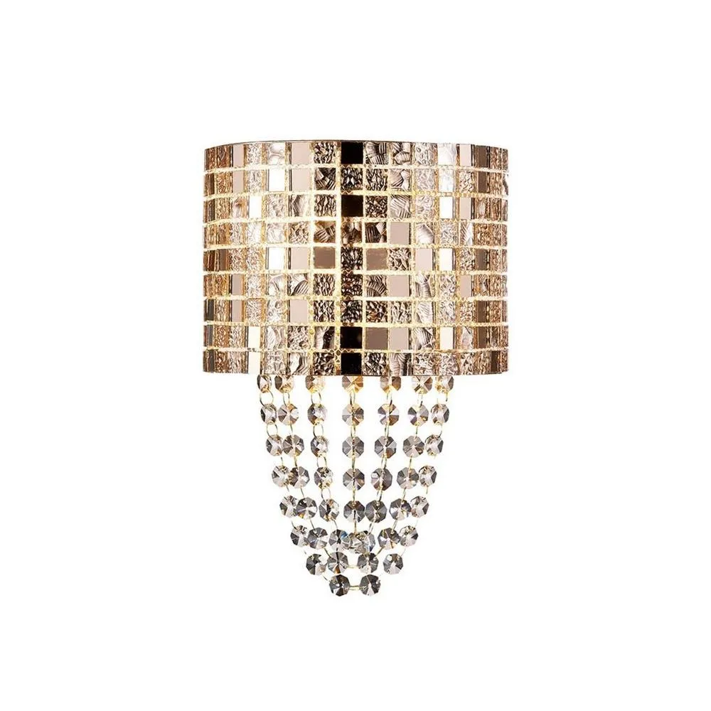 Netlighting Camden Wall Lamp 2 Light G9 Rose Gold Mosaic Glass Crystal