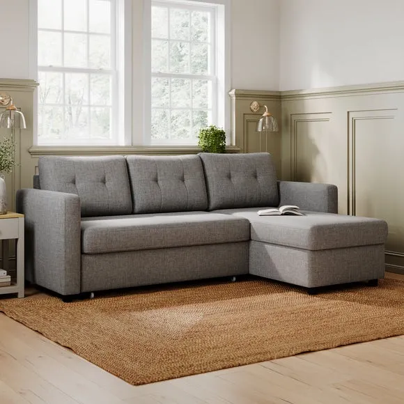 Barker Flatweave Trundle Corner Chaise Sofa Bed 2