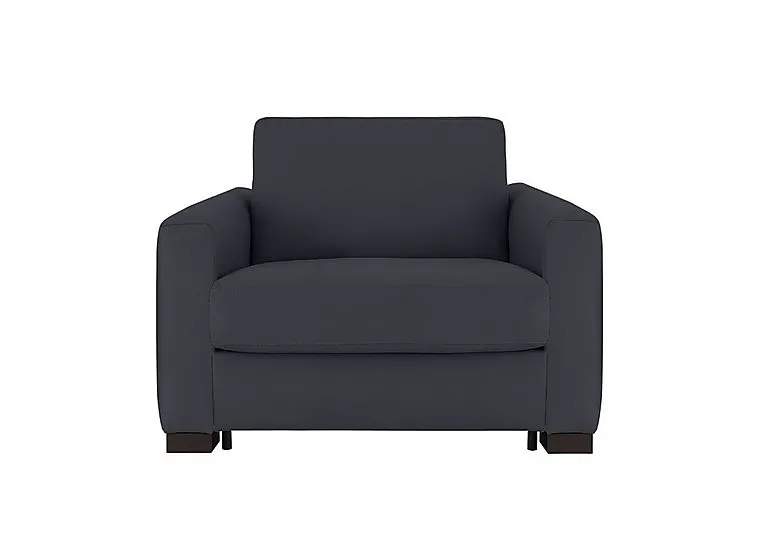 Alcova Leather Chair Sofa Bed with Box Arms - Torello Blu