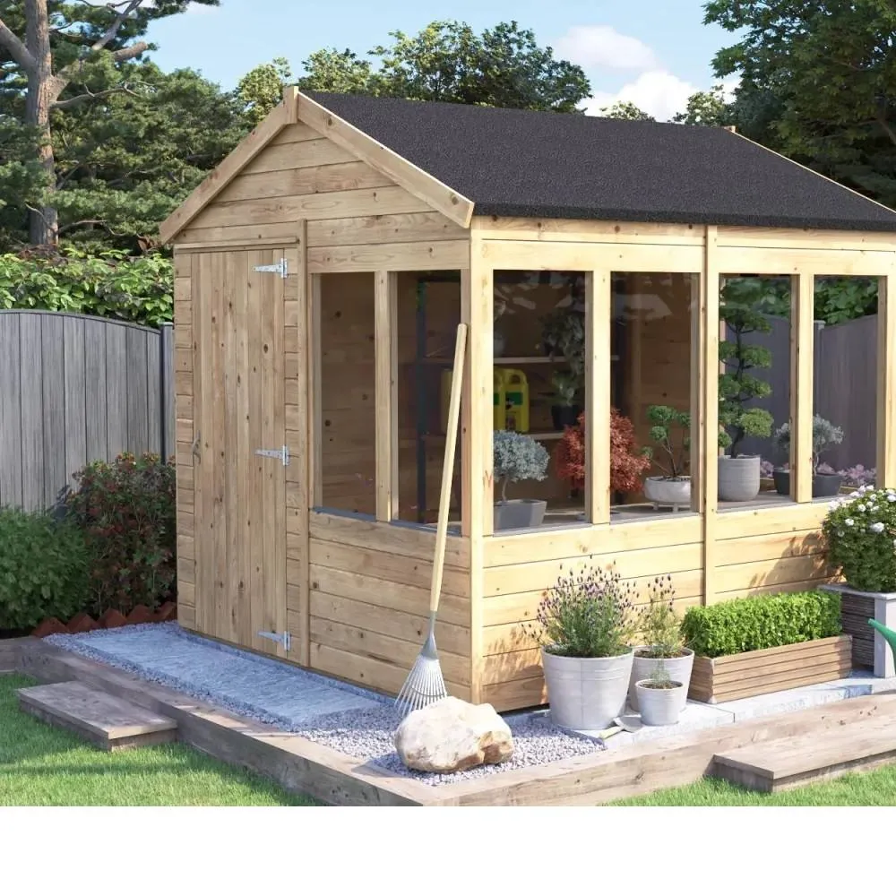 Dunster House Wooden Potting Shed Apex Roof W8' x D8' (W2.4m x D2.4m) Overlord Modular in Brown 2