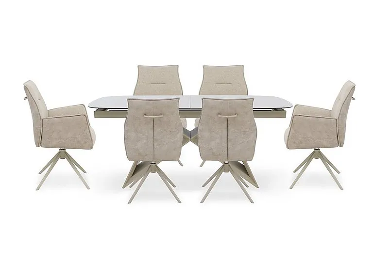 Mirage Large Extending Dining Table with 4 Swivel Chairs and 2 Swivel Dining Arm Chairs