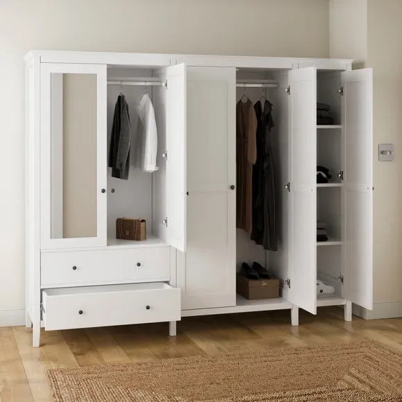 Lynton 5 Door Wardrobe, White 2