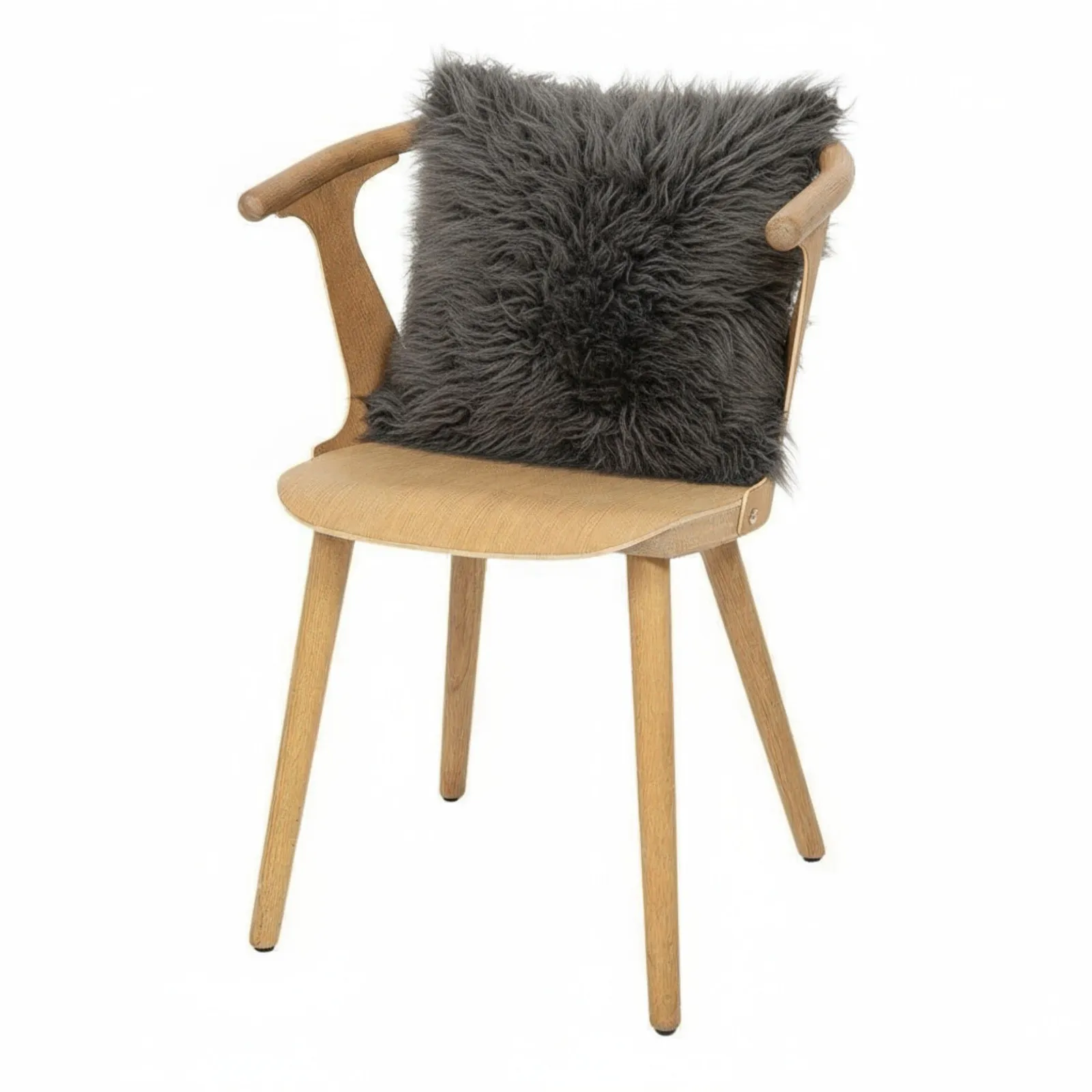 Infinity Leather Luxury Genuine Sheepskin 40x40cm Real Wool Single Sided Cushion in Grey