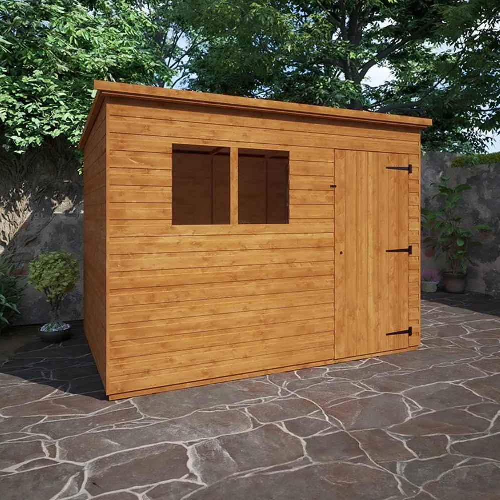 Buttercup Farm 9 x 6 Feet Super Pent 12mm Shed - Solid Wood/Softwood/Pine in Burnt Orange 5