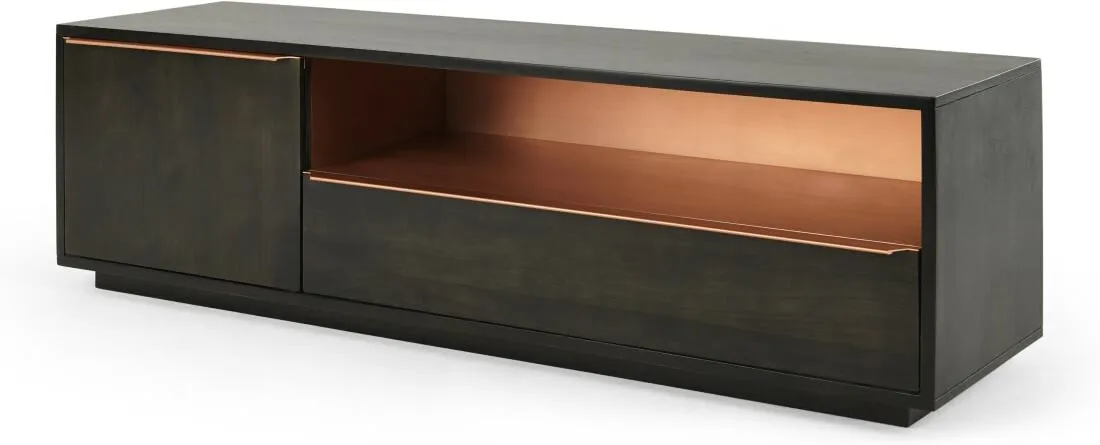 Anderson TV Stand, Mocha Mango Wood & Copper