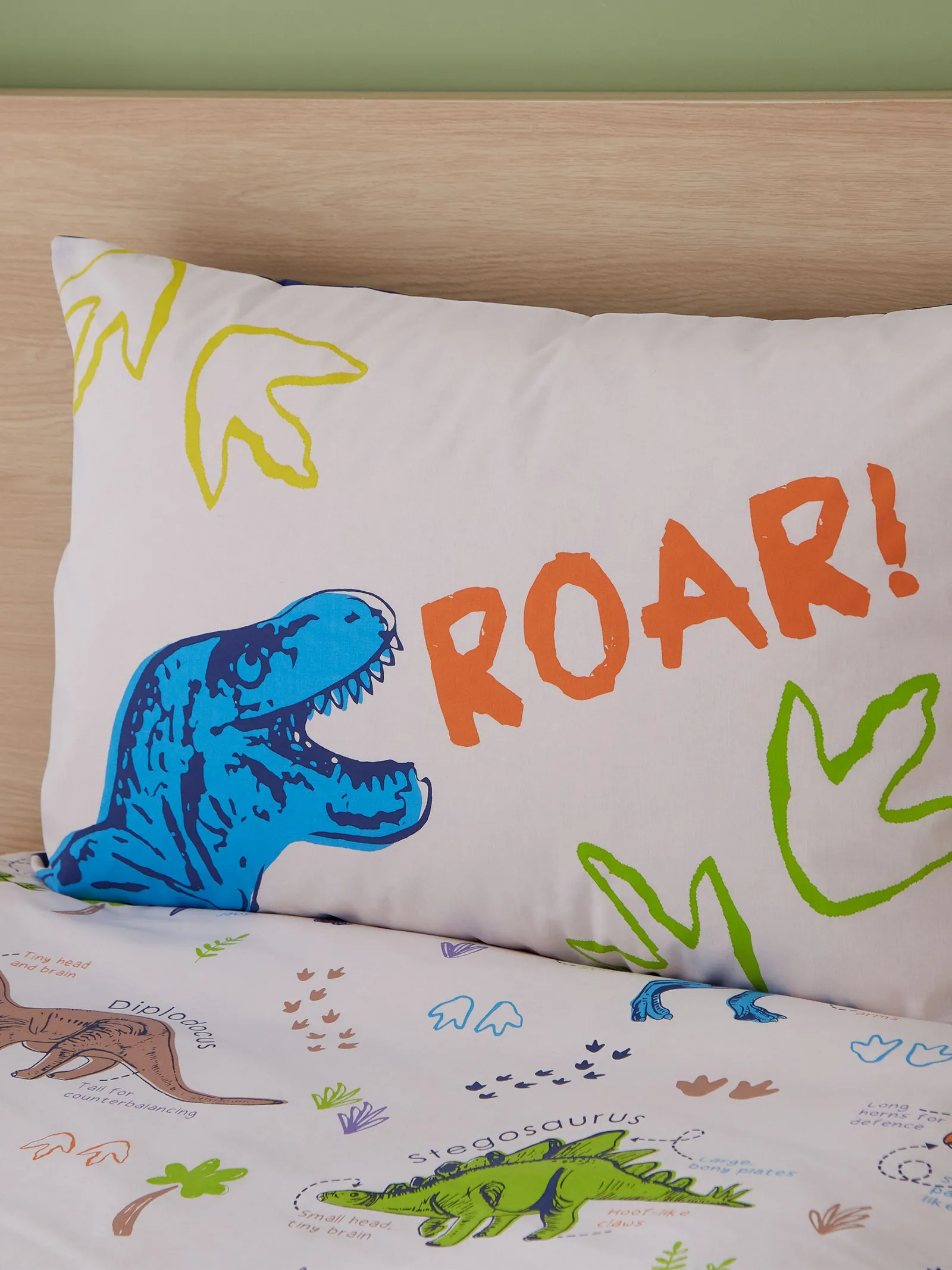 Catherine Lansfield 'Prehistoric Dinosaurs' Duvet Cover Set in Natural 3