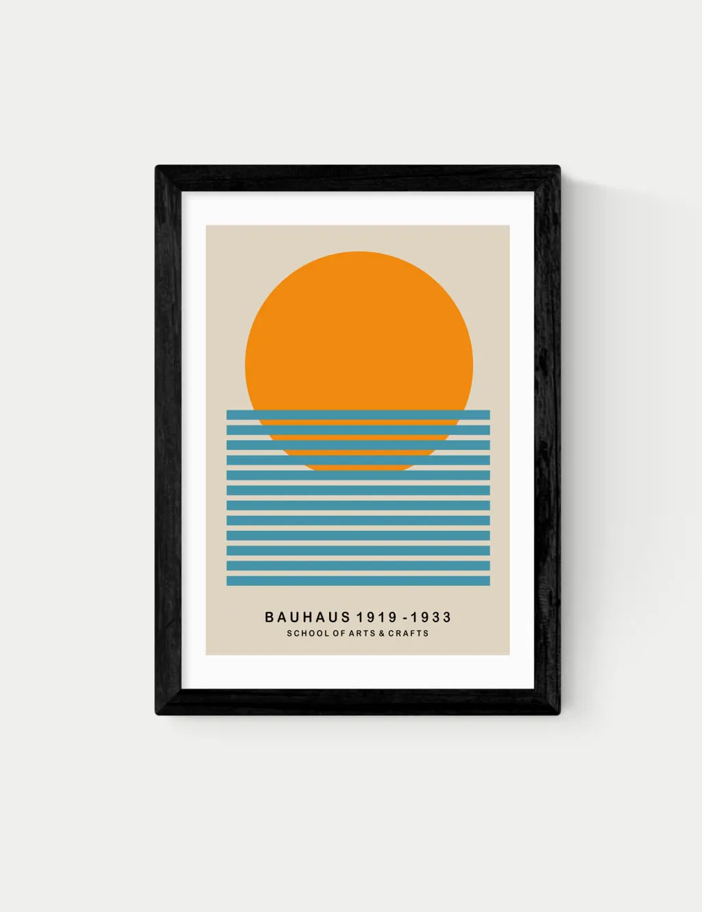 East End Prints Mid Century Sun Bauhaus Framed Art Black