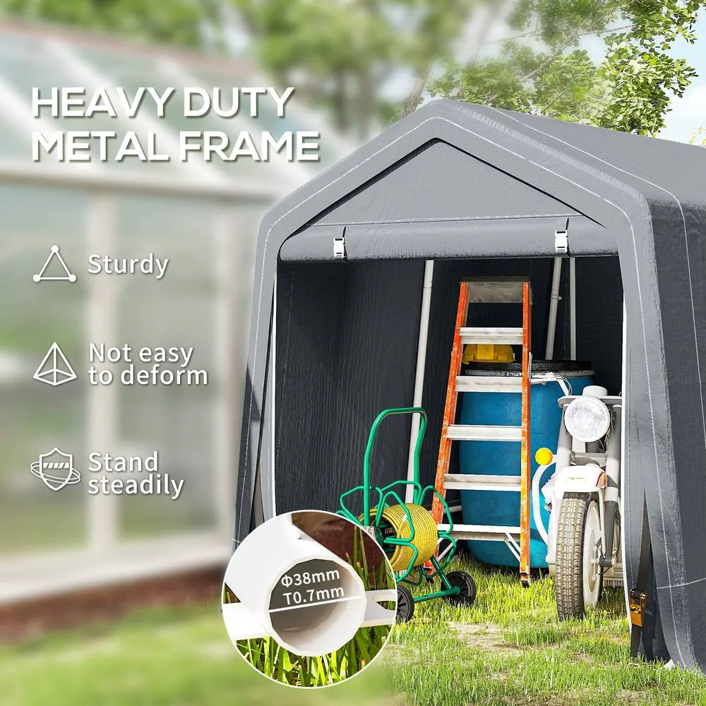 OUTSUNNY Outdoor Garden Storage Shed Waterproof Bike Tent w/ Zipper Doors in Dark Grey 4