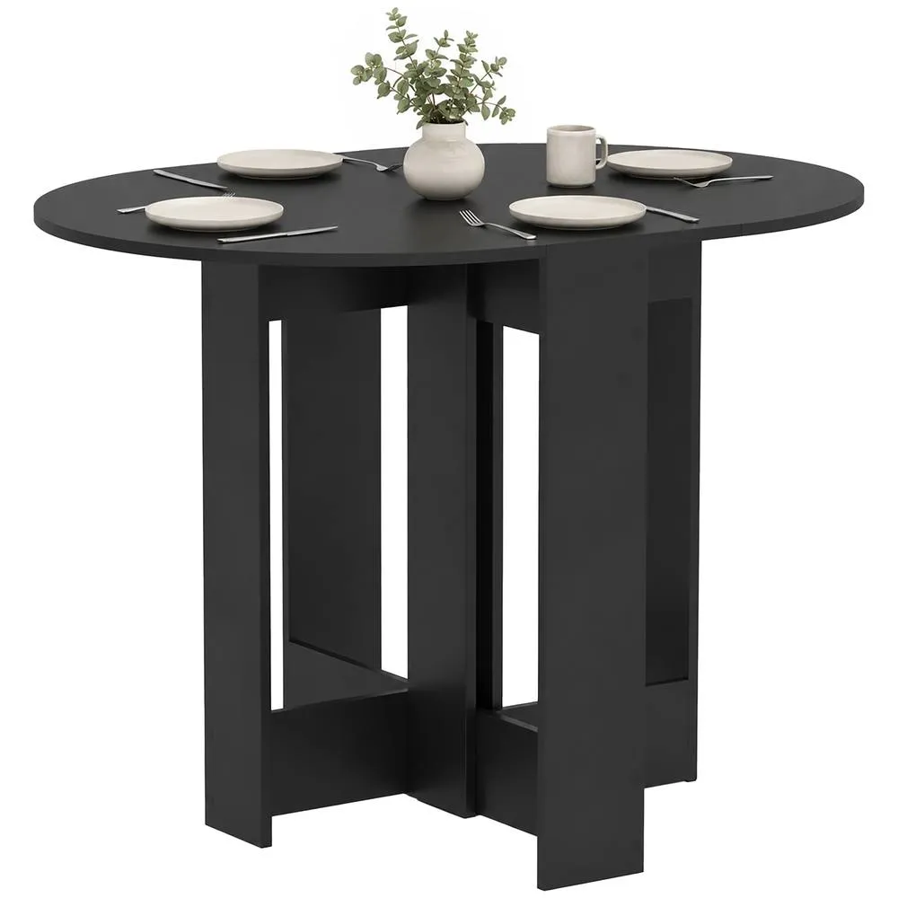 HOMCOM Drop-Leaf Folding Dining Table with Foldable Leaves, Kitchen, Black