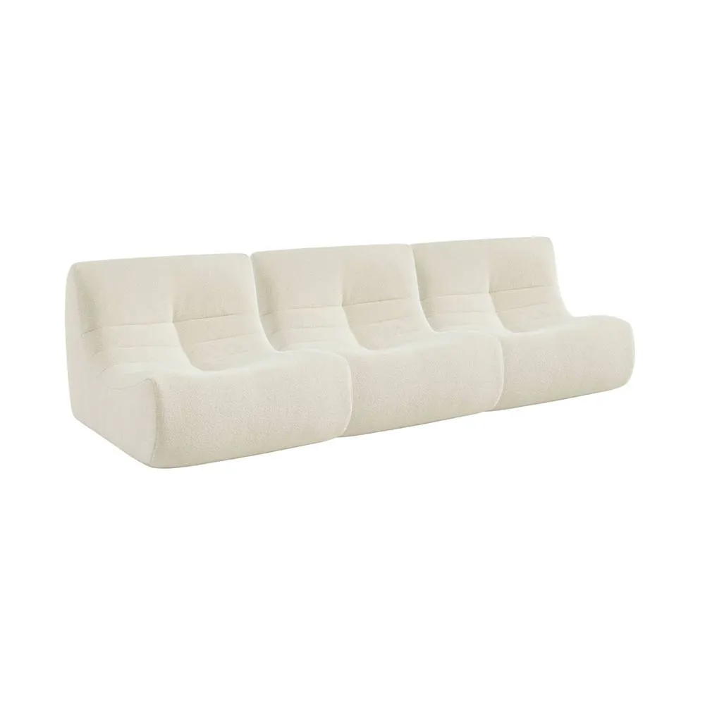 sweeek Set of 3 modular armchairs in boucle fabric in White 2