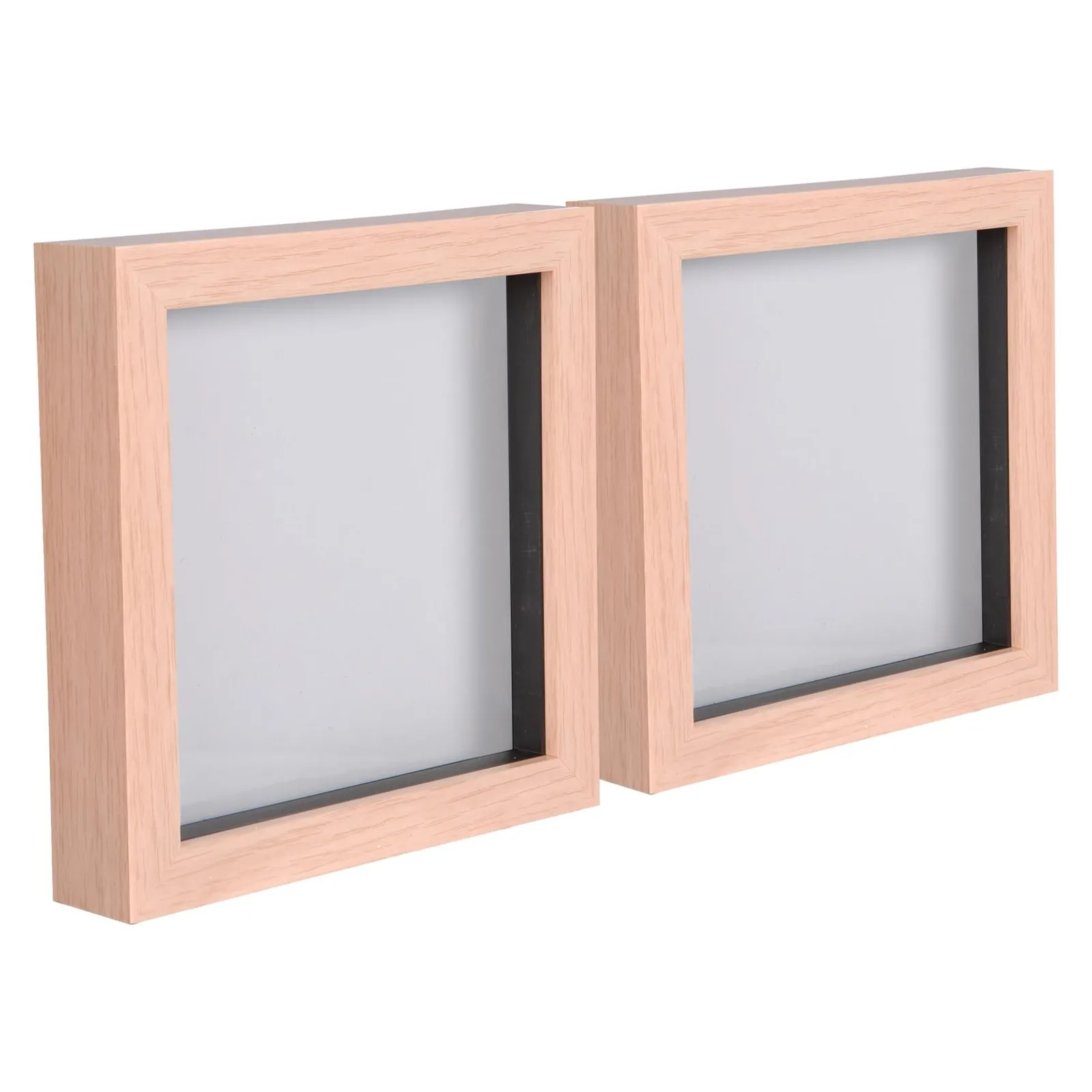 Nicola Spring 3D Box Photo Frames - 6" x 6" - Pack of 2 in Light Brown