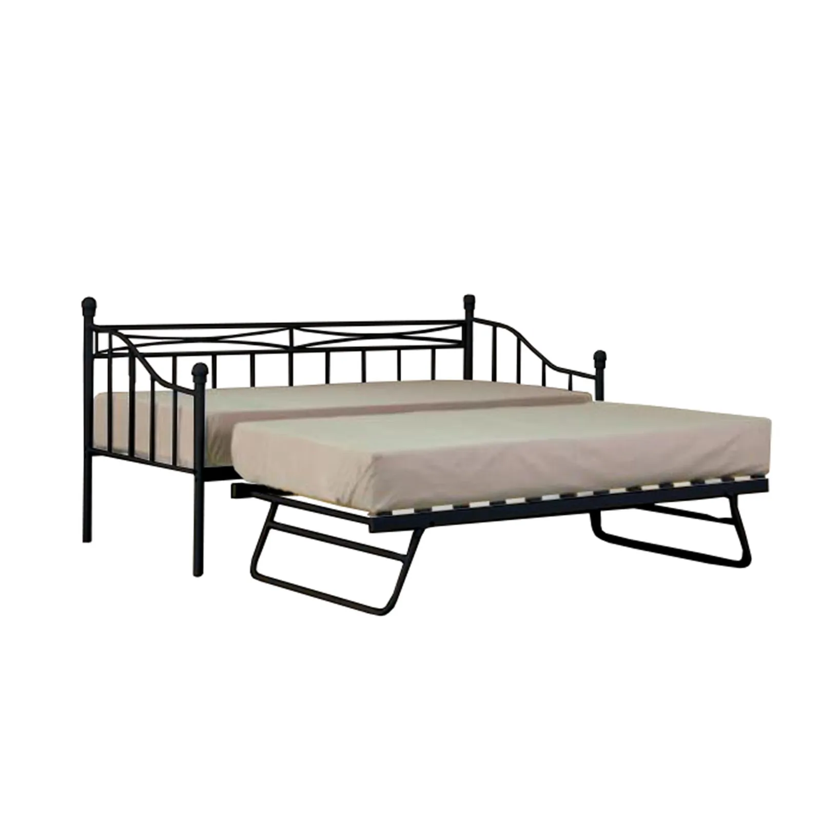 Comfy Living Ltd Metal Daybed With Trundle in Black 2
