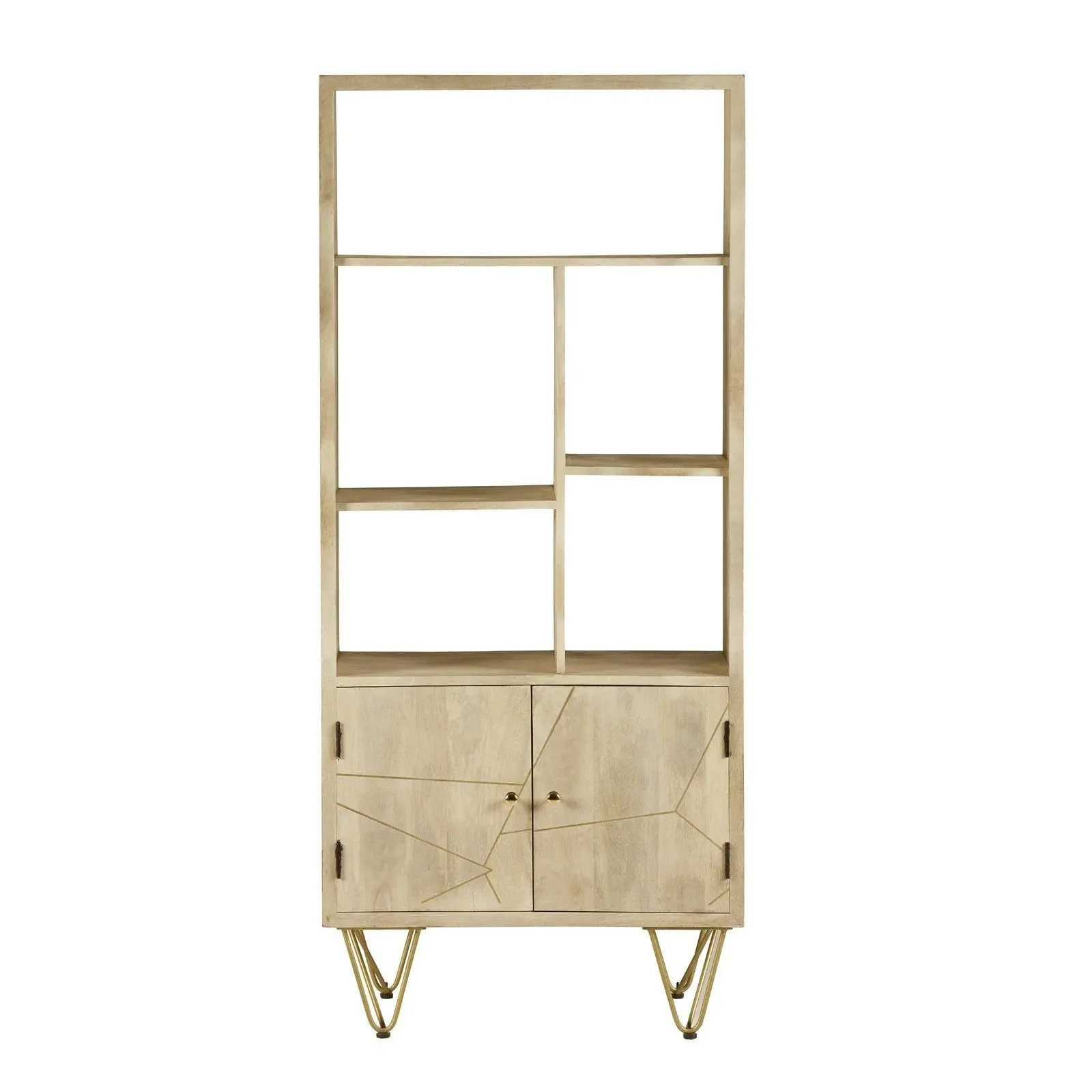 IH Design Multi shelf bookcase with Doors Deiondre Light Mango in Brown 4