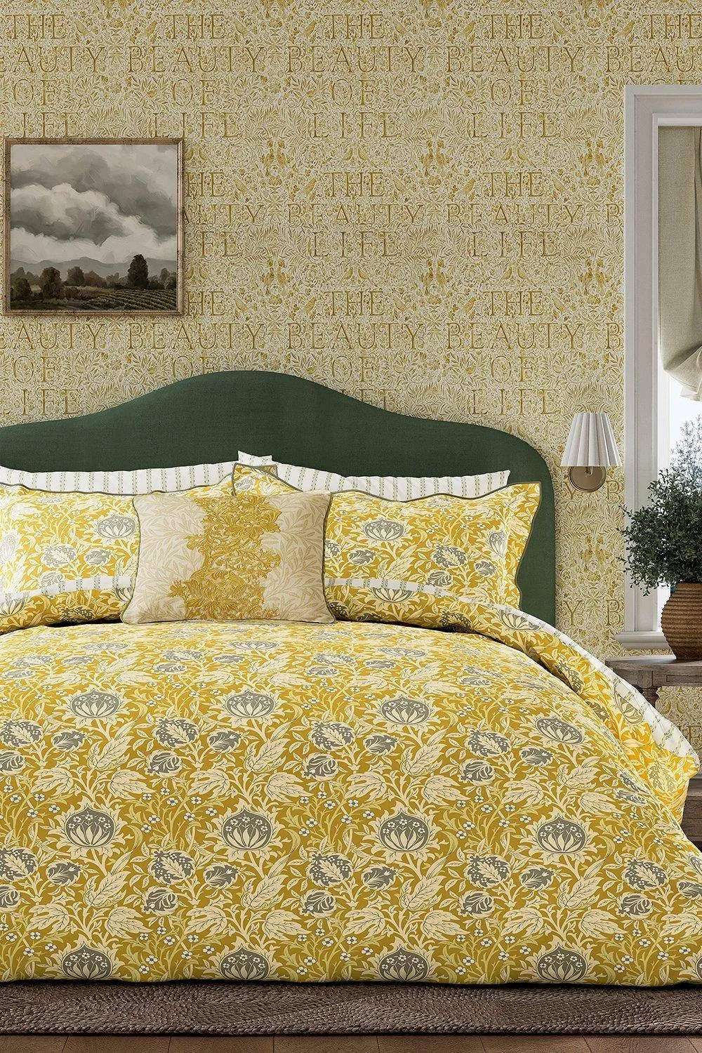 Morris & Co 'Elmcote' Cotton Duvet Cover Set in Yellow