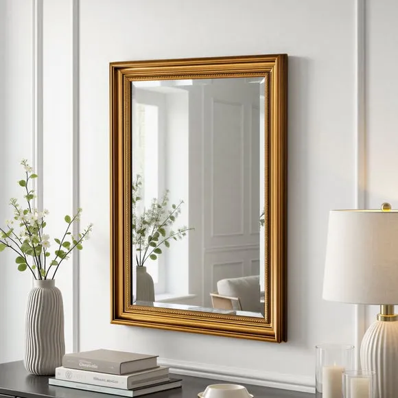 Yearn Beaded Classic Framed Bevelled Rectangle Wall Mirror 1