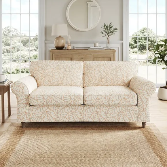 Flori Woven Leaf Fabric 3 Seater Sofa 1