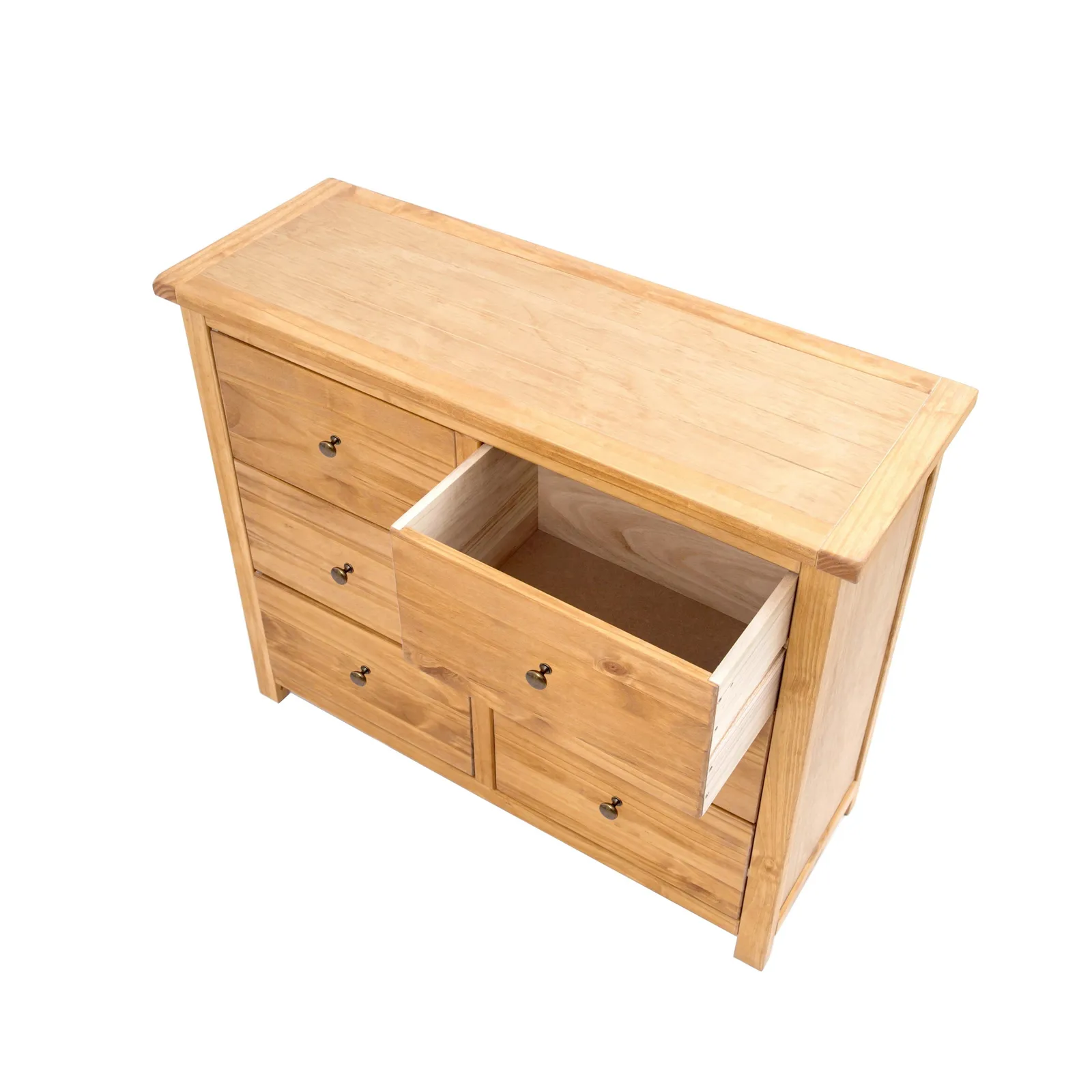Cabinet Bits Lugo 6 Drawer Chest of Drawers Brass Knob in Light Brown 4