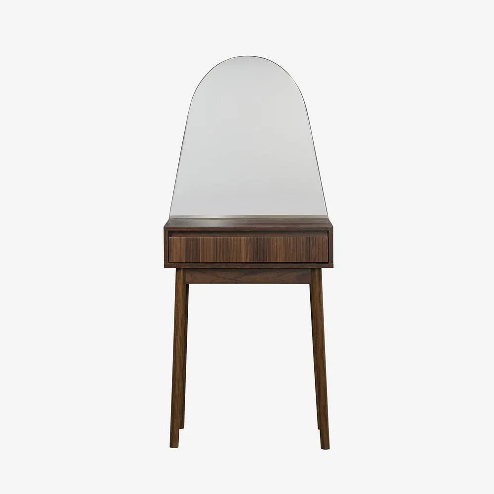 sweeek 60cm Wooden Effect Dresser With A Rounded Mirror & 1 Drawer in Dark Brown 2