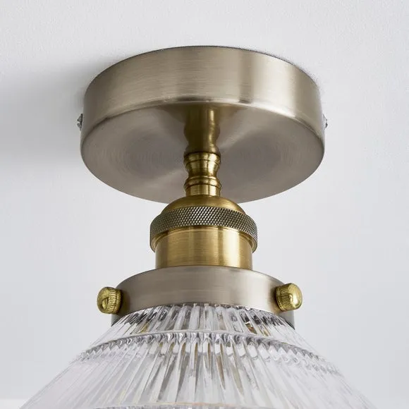 Logan Glass Satin Nickel Semi Flush Ceiling Light 4