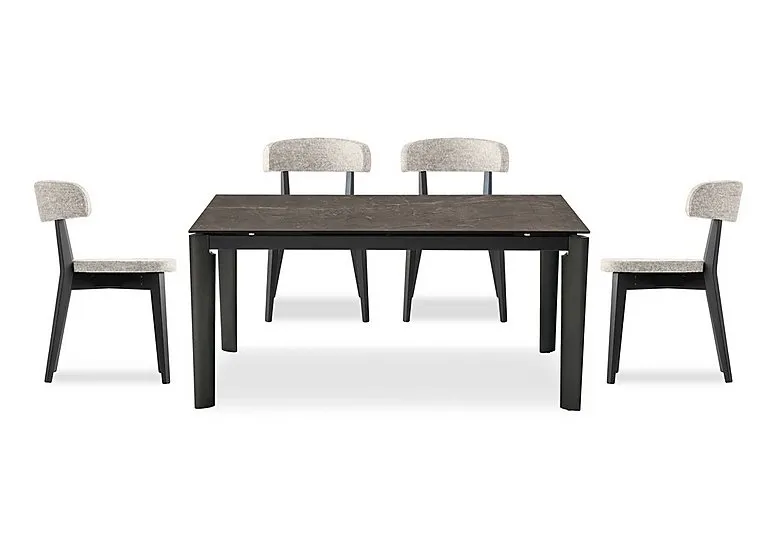 Rosa 130cm Small Extending Dining Table with Bronze Ceramic Top and Graphite Wooden Legs and 4 Siren Chairs