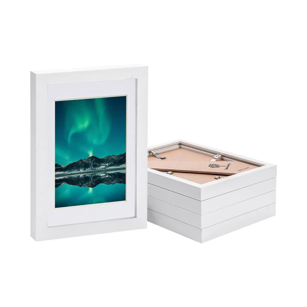 Nicola Spring Photo Frames with 4" x 6" Mount - A5 (6" x 8") - White Mount - Pack of 5