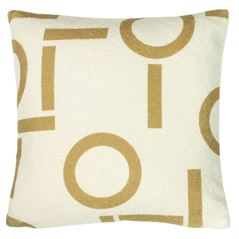 Furn Shearling Circa Geometric Fleece Cushion in Yellow