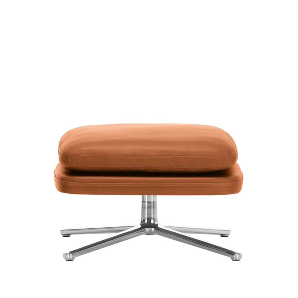 Vitra Grand Relax Ottoman Leather Cognac Polished Base Felt Glides