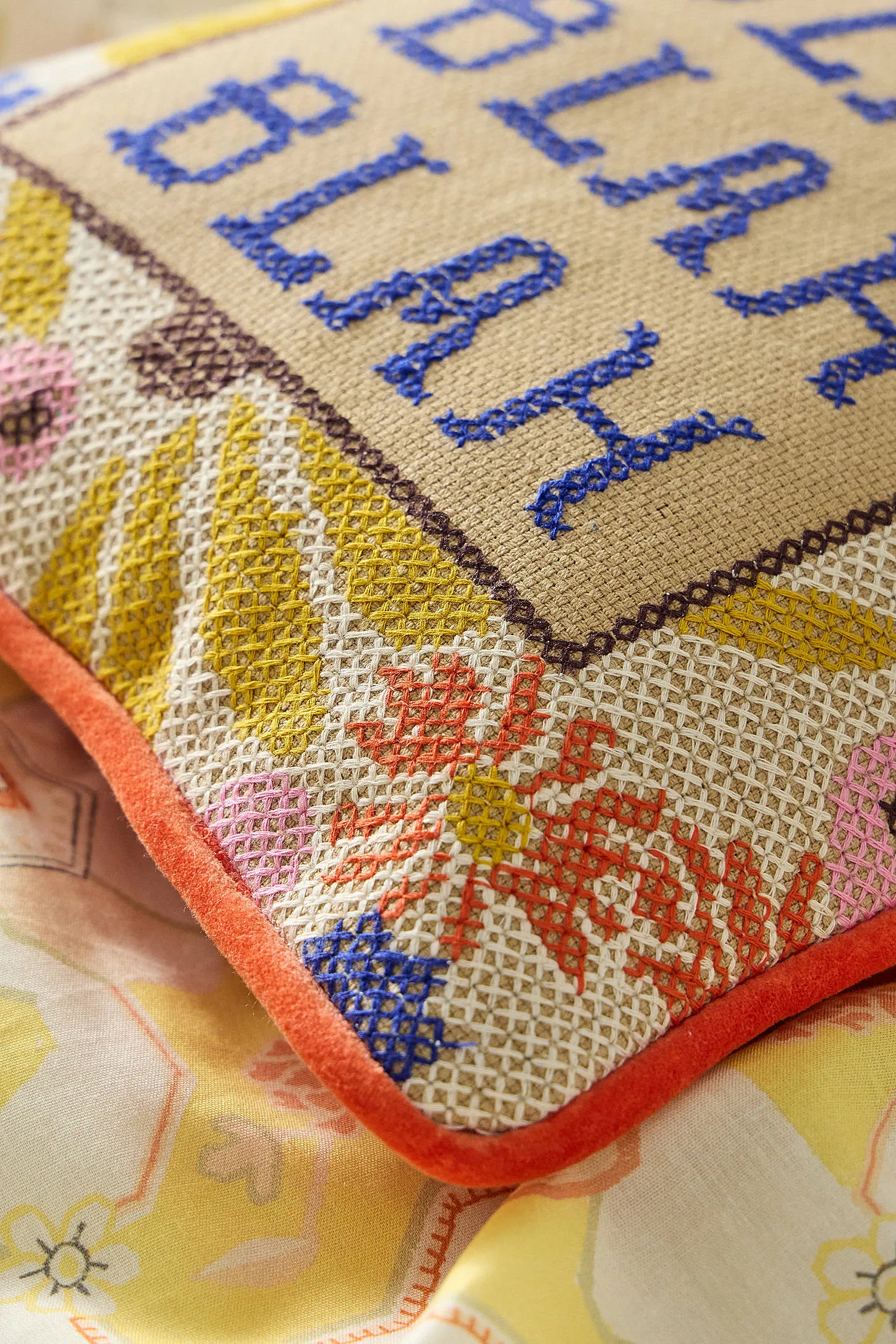 Blah Blah Blah Cross-Stitch Cushion 2