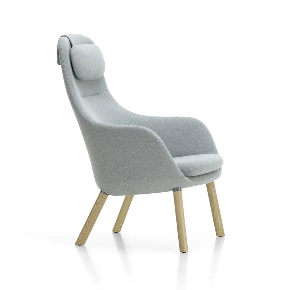 Vitra Hal Lounge Chair Dumet Steel Blue Natural Oak Legs Loose Cushion 3