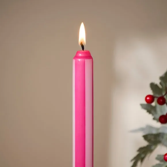 Set of 4 Stripe Taper Candles 2