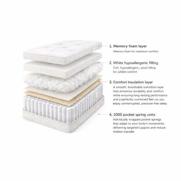 Sareer Matrah Pocket Sprung Memory Foam Pillow Top Hybrid Mattress 5