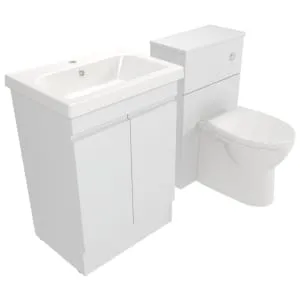 Deccado Clifton Bright White 600mm Freestanding Vanity & 500mm Toilet Pan Unit with Basin Modular Combination 2