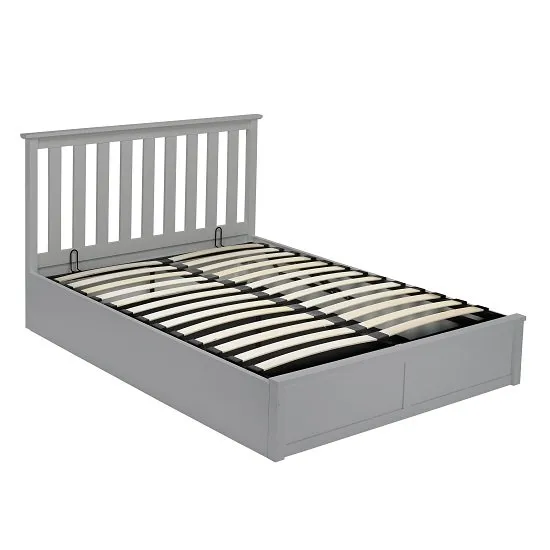 Augusto Wooden Double Ottoman Bed In Grey