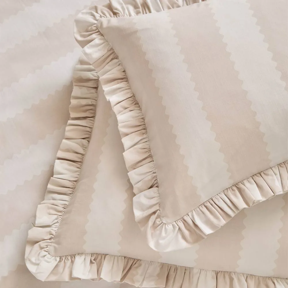 Wylder Birdie Stripe Ruffle Pillowcase Pair in Natural 1