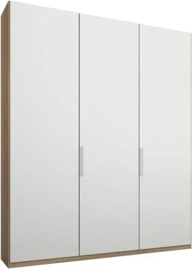 Caren 3 door 150cm Hinged Wardrobe, Oak Frame, Matt White Doors, Classic Interior