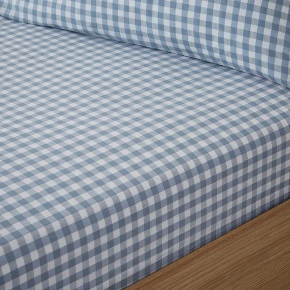 Portloe Gingham Woven 100% Cotton Fitted Sheet 1