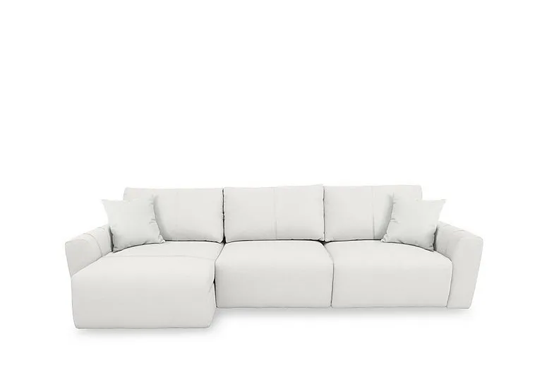 Gemini NC Leather 3 Seater Power Glider Sofa with Left Hand Facing Chaise Storage - NC Star White