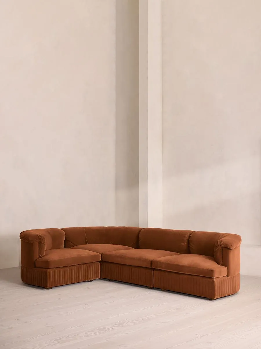Oona Modular Sofa, L-Shape Sofa, Velvet, Cinnamon