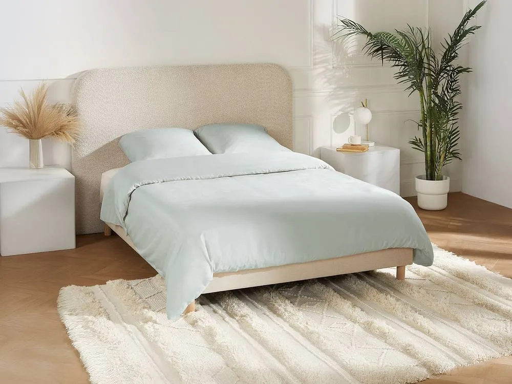 Vente-unique Satin Bed Linen Set 300 Thread Count - Duvet Cover 86 X 240 Cm + 2 in Light Grey