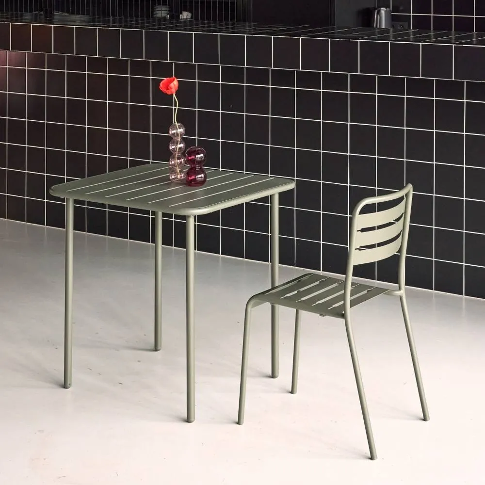 sweeek 2-seater Square Steel Garden Table in Khaki 4