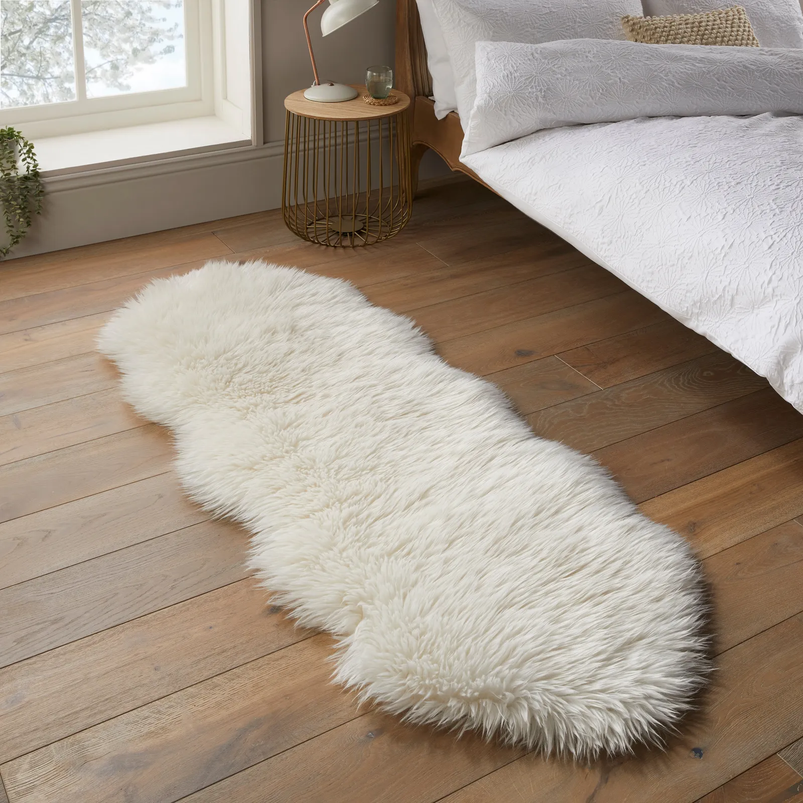 Luxe Double Pelt Faux Sheepskin Rug Luxe Ivory